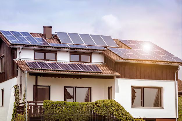 Home with a rooftop solar panel system in New Mexico